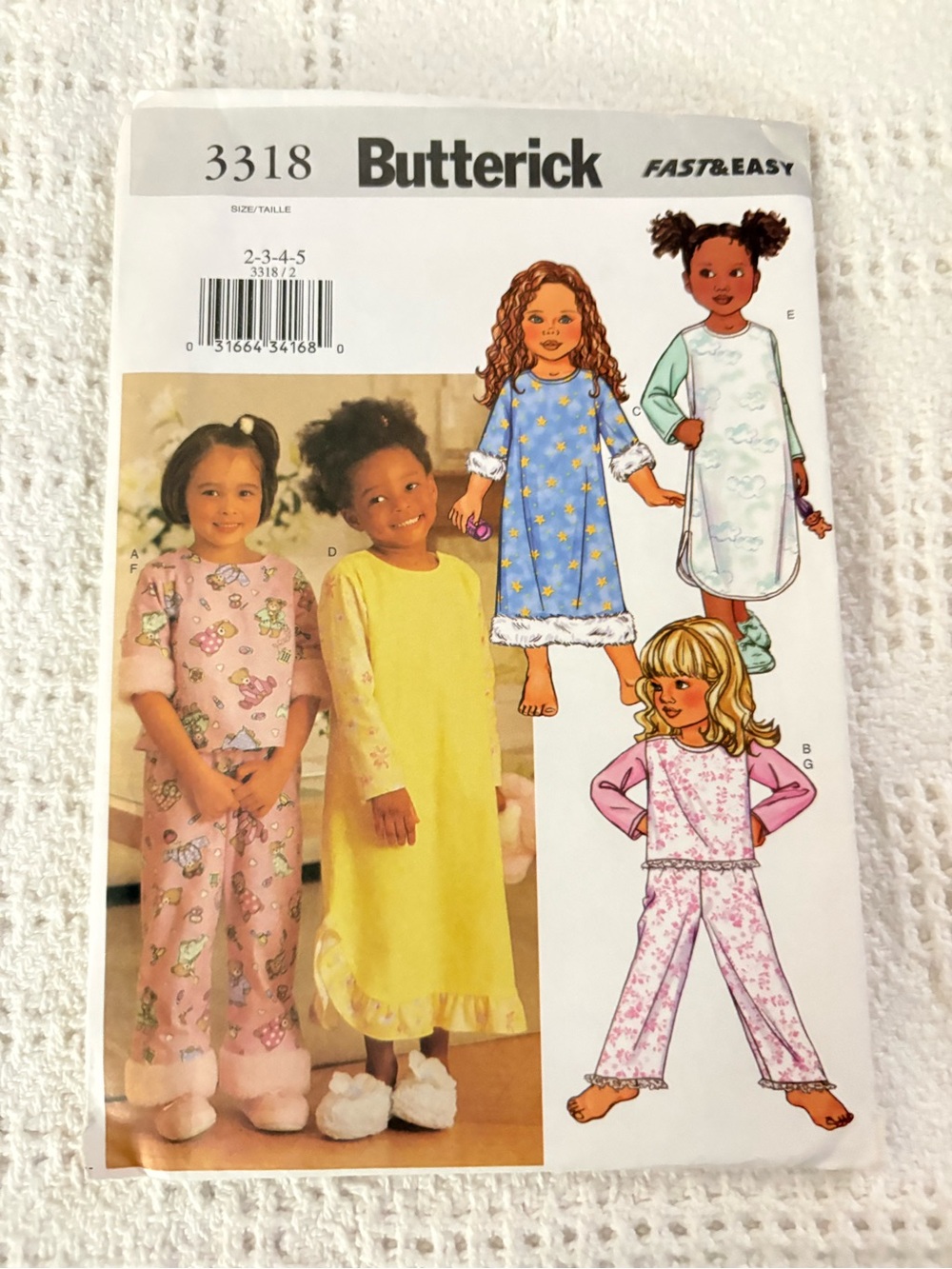 Butterick Fast & Easy Pattern 3318 for Girl’s Pajamas